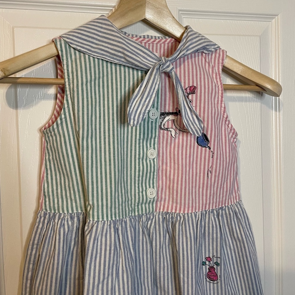 VTG 1994 Dr Seuss Cat in the Hat striped toddler dress sz L - Picture 2 of 8
